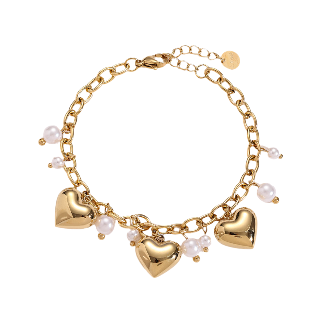 Heart & pearl armband
