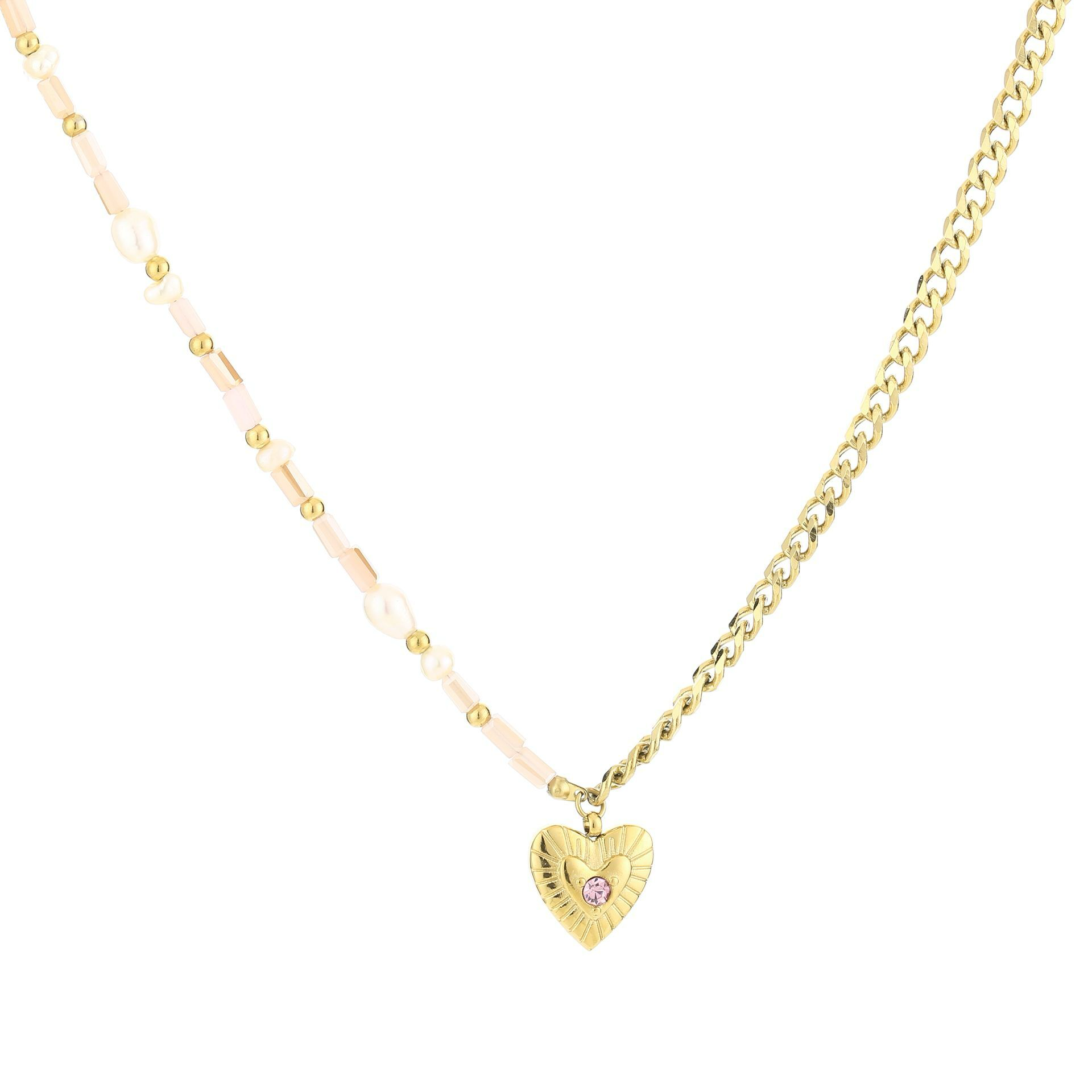 Rosé hart ketting