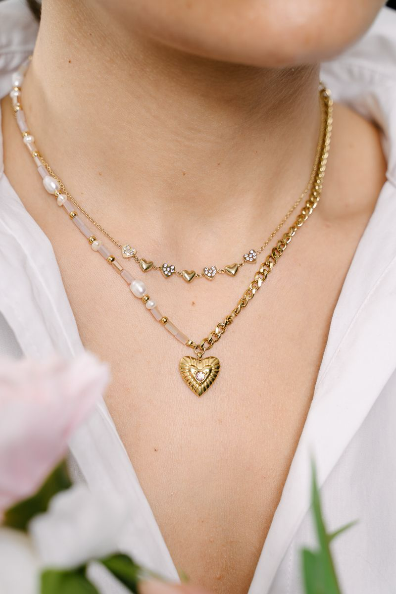 Rosé hart ketting