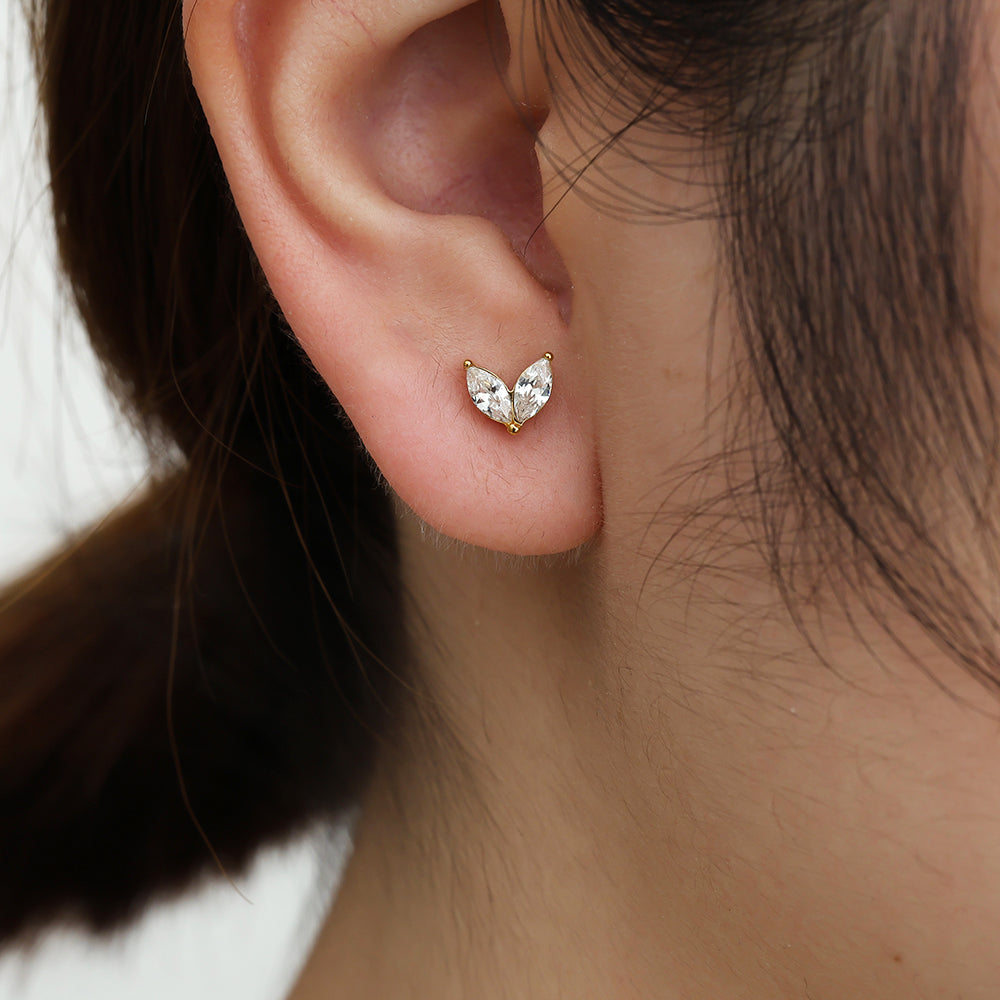 Diamanten leaf oorbellen