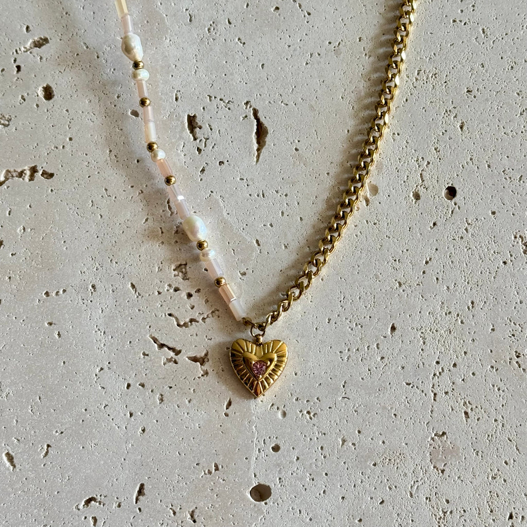 Rosé hart ketting
