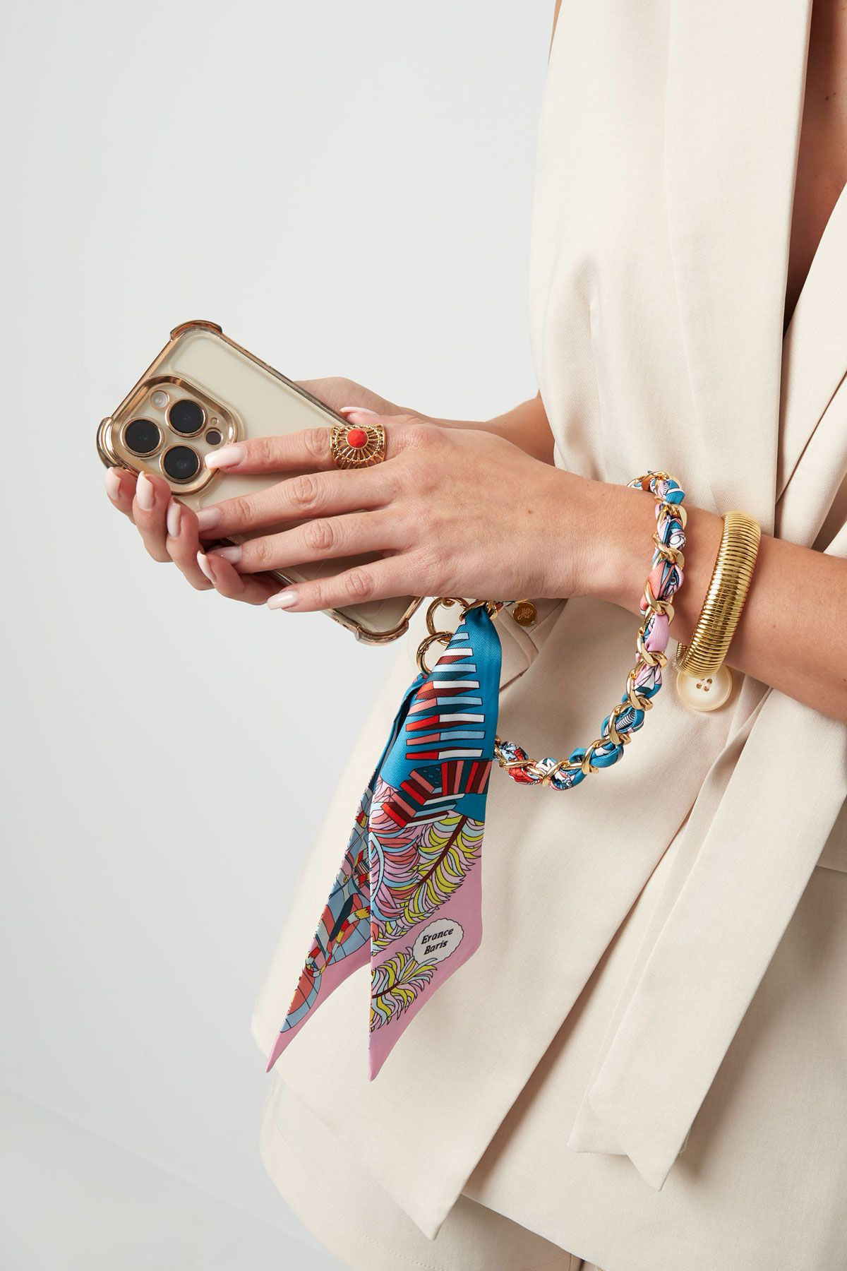 Telefoonketting satijnen sjaal - Roze